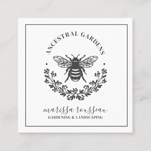 Elegant Bee Laurel Gardener Landcaper Square Business Card