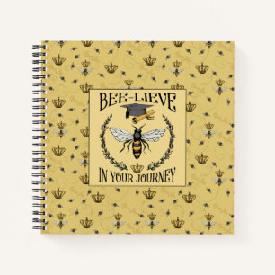 Elegant Bee-lieve in Your Journey Grad Keepsake Notebook