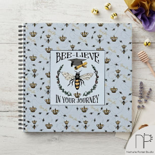 Elegant Bee-lieve in Your Journey Grad Keepsake Notebook