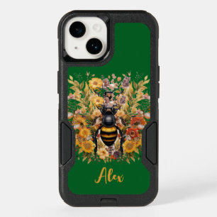 Elegant Bee & Sunflowers with Custom Name OtterBox iPhone 14 Case
