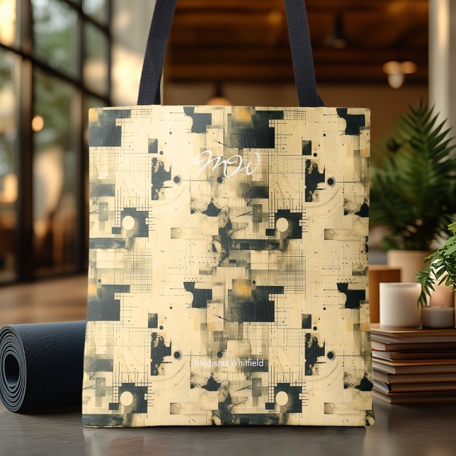 Elegant Beige Abstract Tote Bag Modern Geometric (Creator Uploaded)