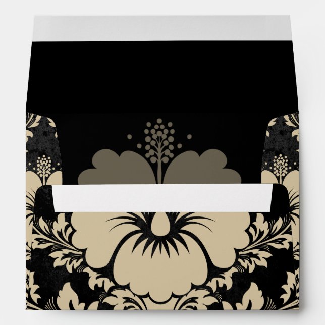 Elegant beige and black damask Christmas elegant Envelope (Back (Bottom))