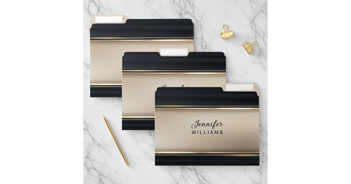 Elegant Beige And Black File Folder | Zazzle