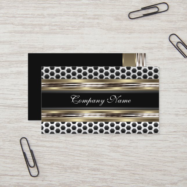 Elegant Beige and Black Gray Business Card (Front/Back In Situ)