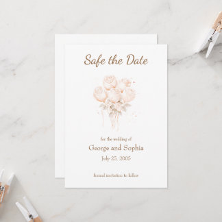 Elegant beige and gold safe the date invitation