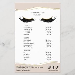 Elegant Beige and Gold Salon Price List Menu Flyer