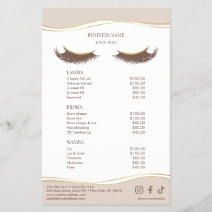 Elegant Beige and Gold Salon Price List Menu Flyer