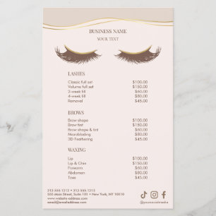 Elegant Beige and Gold Salon Price List Menu Flyer
