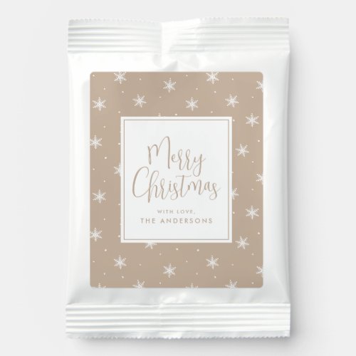 Elegant Beige and White Snowflakes Hot Chocolate Drink Mix