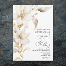 Elegant Beige and White Watercolor Floral Announce