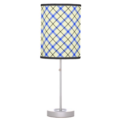 Elegant Beige Black And Blue Tartan Pattern Table Lamp