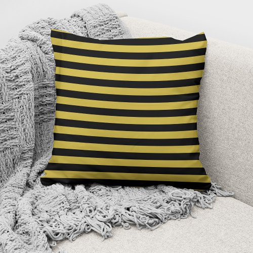 Elegant Beige Black Striped Pattern Design Throw Pillow
