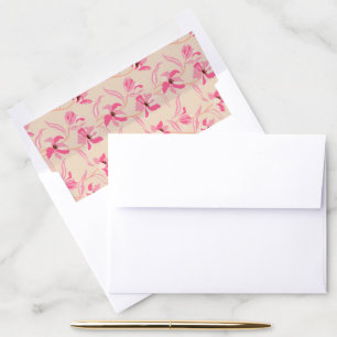 Elegant Beige & Blush Pink Floral Wedding Envelope Liner