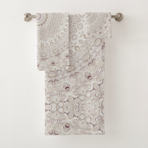 Elegant Beige Boho Medallion Design Bath Towel Set