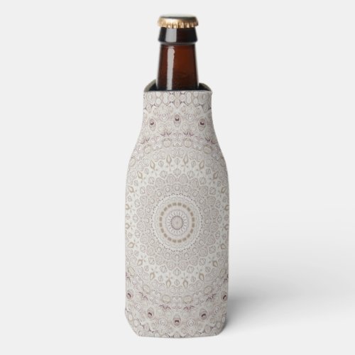 Elegant Beige Boho Medallion Design Bottle Cooler