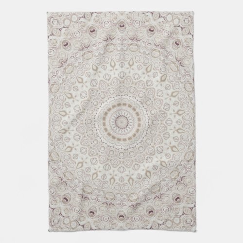 Elegant Beige Boho Medallion Design Kitchen Towel