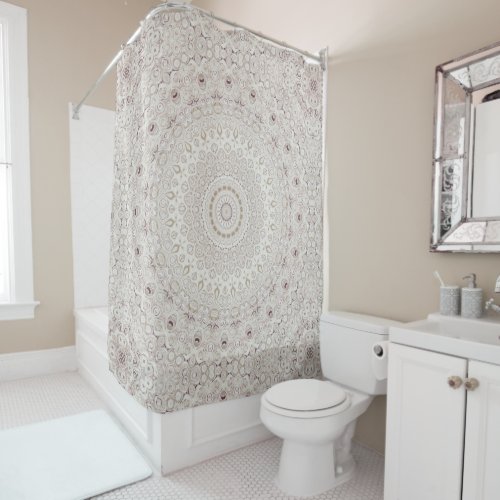 Elegant Beige Boho Medallion Design Shower Curtain