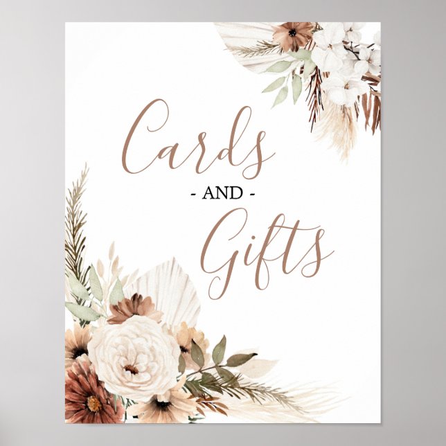 Elegant Beige Boho Pampas Grass Cards & Gifts Poster (Front)