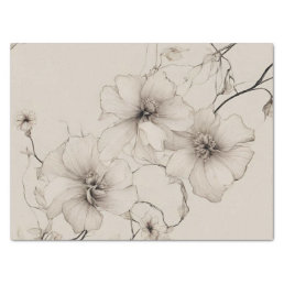 Elegant Beige Boho Style Floral Pattern Tissue Paper