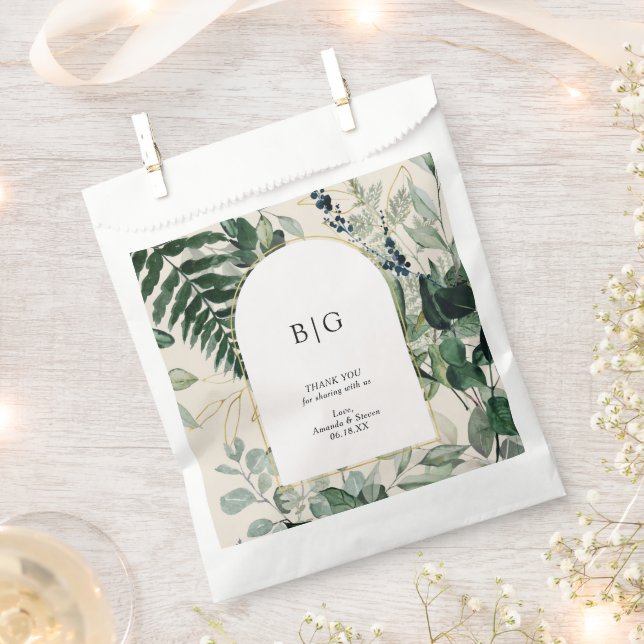 Elegant Beige Botanical leaves wedding thank you Favor Bag (Clipped)