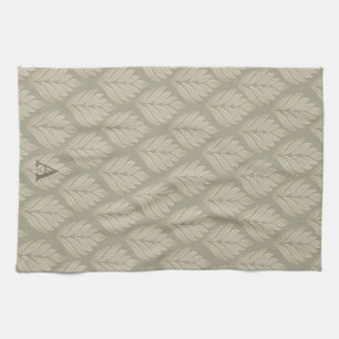 Elegant Beige Botanical Pattern Custom Kitchen Towel