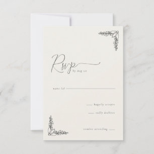 Elegant Beige Botanical RSVP Card