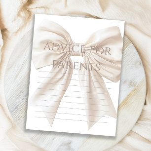 Elegant Beige Bow Baby Shower Advice for Parents