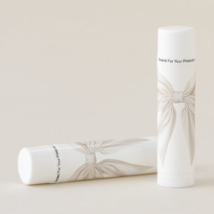 Elegant Beige Bow Gender Neutral Baby Shower  Lip Balm
