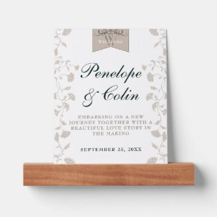 Elegant Beige Bride and Groom Wedding Gift Picture Ledge