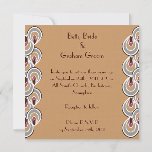 Elegant Beige &amp; Brown Art Deco Linen Invites