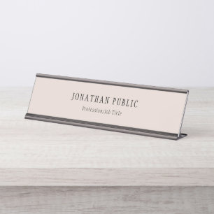 Elegant Beige Brown Modern Design Template Desk Name Plate