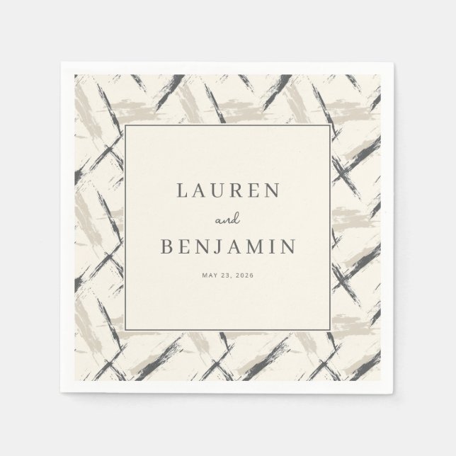 Elegant Beige Brush Strokes Napkins (Front)