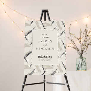 Elegant Beige Brushstroke Wedding Sign
