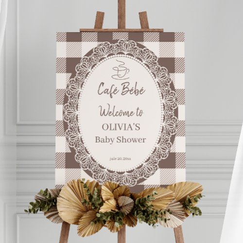 Elegant Beige Buffalo Check Baby Shower Welcome Foam Board