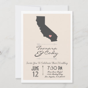 Elegant Beige California Wedding Invitation