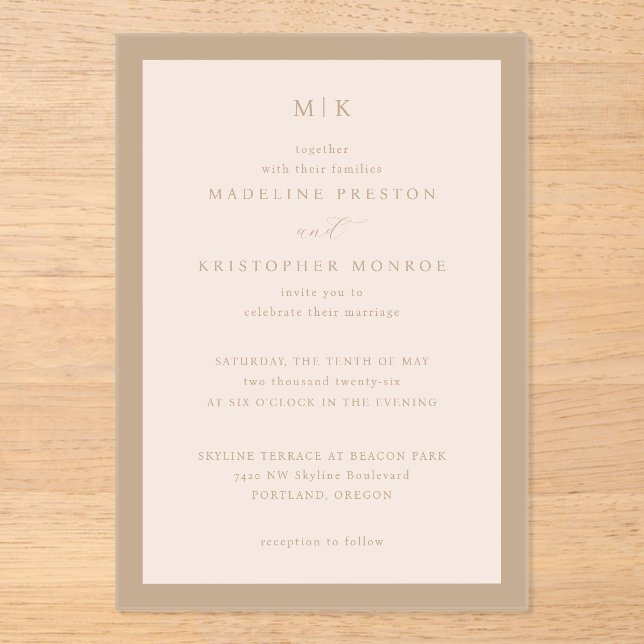 Elegant Beige Calligraphy Invitation (Front)