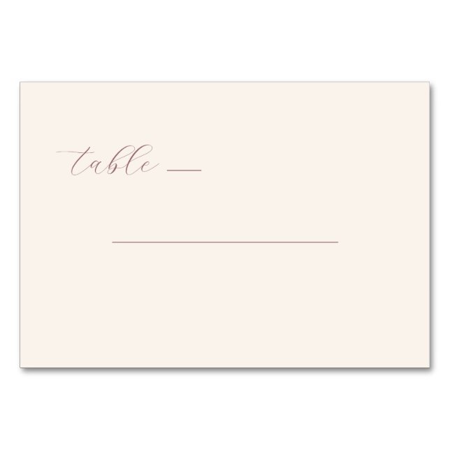 Elegant Beige Calligraphy Table Table Number (Front)