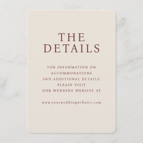 Elegant Beige Calligraphy Wedding Details