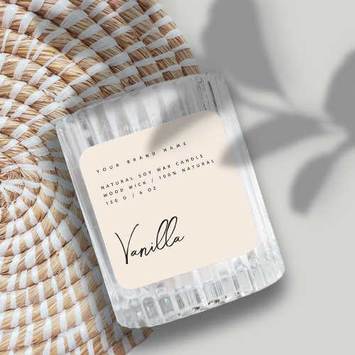 Elegant beige candle product label