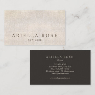  Elegant Beige Champagne Linen  Brown Business Card