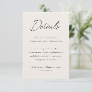 Elegant Beige Classic Wedding Enclosure Card