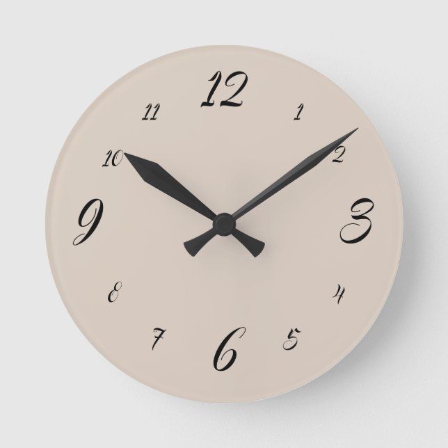 Elegant Beige Cream and Black Round Clock (Front)