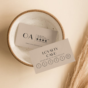 Elegant Beige Cream Neutral Boho Modern 6 Punch  Loyalty Card