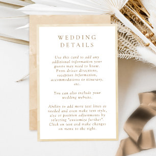 Elegant Beige Cream Watercolor Wedding Details Enclosure Card