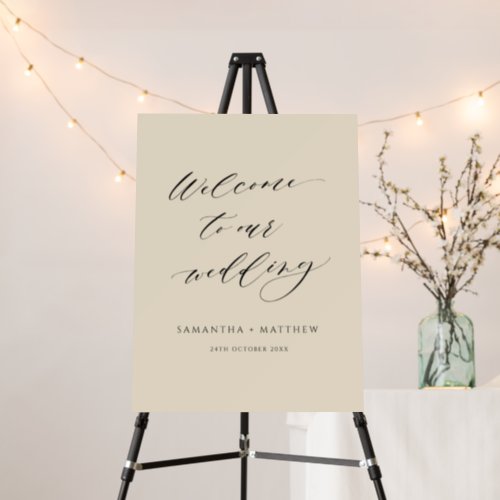 Elegant Beige Cream Wedding Welcome Sign