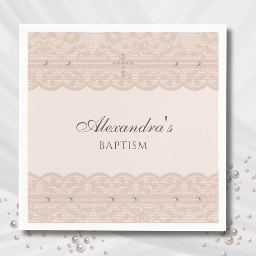 Elegant Beige Cross Christening Christian Baptism