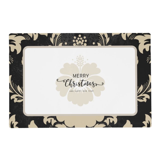 Elegant beige damask Christmas custom elegant Placemat (Front)