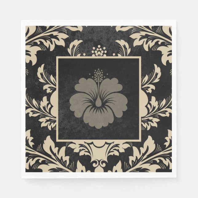 Elegant beige damask Christmas custom Paper  Napkins (Front)