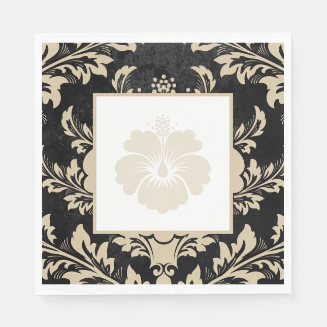 Elegant beige damask Christmas custom Paper  Napkins (Front)
