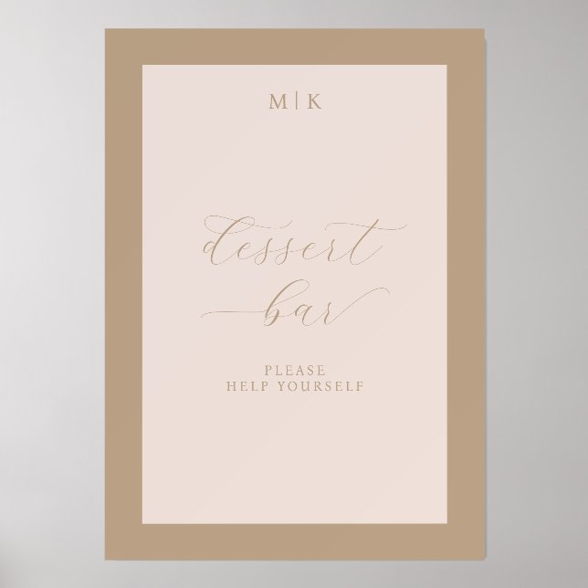 Elegant Beige Dessert Bar Sign Holder (Front)